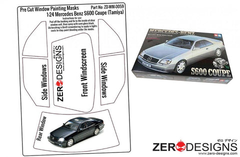 Zero Designs :  Mercedes Benz S600 Coupe Pre Cut Window Painting Masks (Tamiya) 1:24