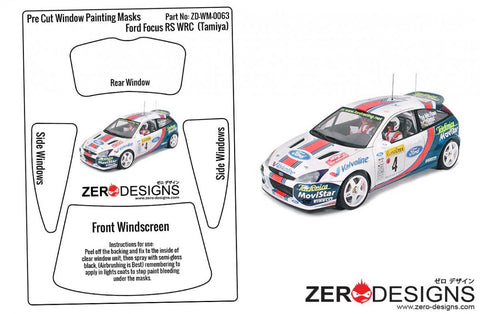 Zero Designs : Ford Focus RS WRC Pre Cut Window Painting Masks (Tamiya) 1:24