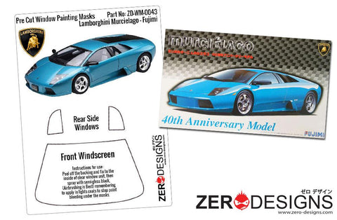 Zero Designs : 1/24 Lamborghini Murcielago Pre Cut Window Painting Masks (Fujimi) - Pegasus Hobby Supplies
