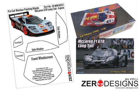 Zero Designs : 1/24 Mclaren F1 GTR Long Tail Pre Cut Window Painting Masks (Fujimi) - Pegasus Hobby Supplies