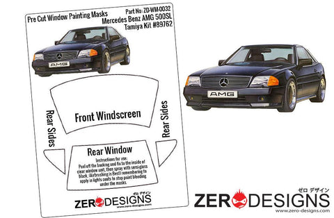 Zero Designs : Mercedes Benz AMG 500SL Pre Cut Window Painting Masks (Tamiya) 1:24