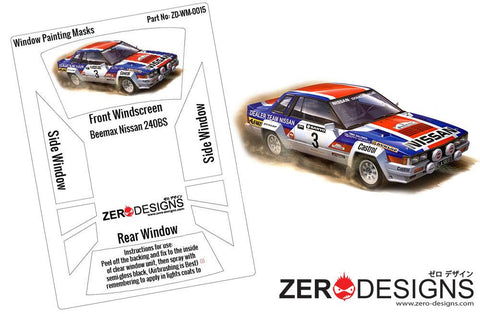 Zero Designs : 1/24 Nissan 240RS (BS110) Rally Window Painting Masks (Beemax) - Pegasus Hobby Supplies