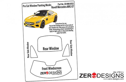 Zero Designs : Mercedes AMG GT Pre Cut Window Painting Masks (Revell) 1:24