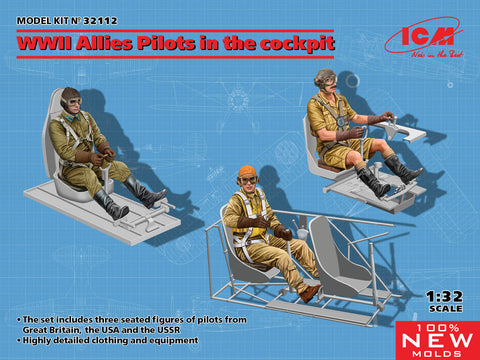 WWII Allied Pilots in Cockpit (3 figures) (1/32)