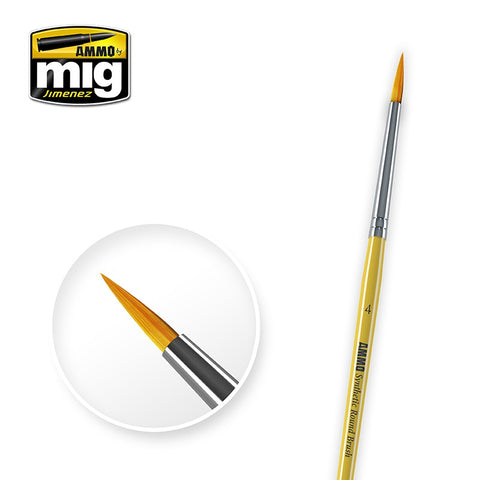 Synthetic Paint Brush - Round (4) - Pegasus Hobby Supplies
