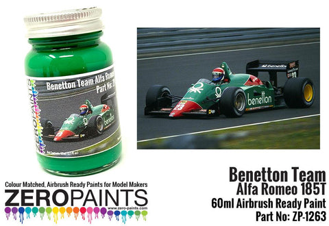Zero Paints : Benetton Team Alfa Romeo 185T Green (60ml) - Pegasus Hobby Supplies