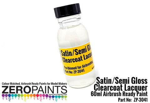 Zero Paints : Satin (Semi Gloss) Clearcoat Lacquer [Airbrush Ready] (60ml) - Pegasus Hobby Supplies