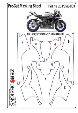 Zero Designs : Pre-Cut Masking Sheet Tamiya 1:12 Yamaha YZF-R1M 1:12
