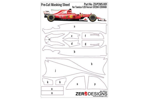 Zero Designs : Pre­Cut Masking Sheet for Tamiya Scuderia Ferrari SF70H (20068) - Pegasus Hobby Supplies