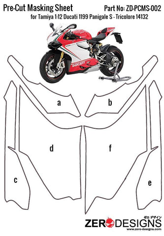 Zero Designs : Pre-Cut Masking Sheet Tamiya Ducati 1199 Panigale S - Tricolore 1:12